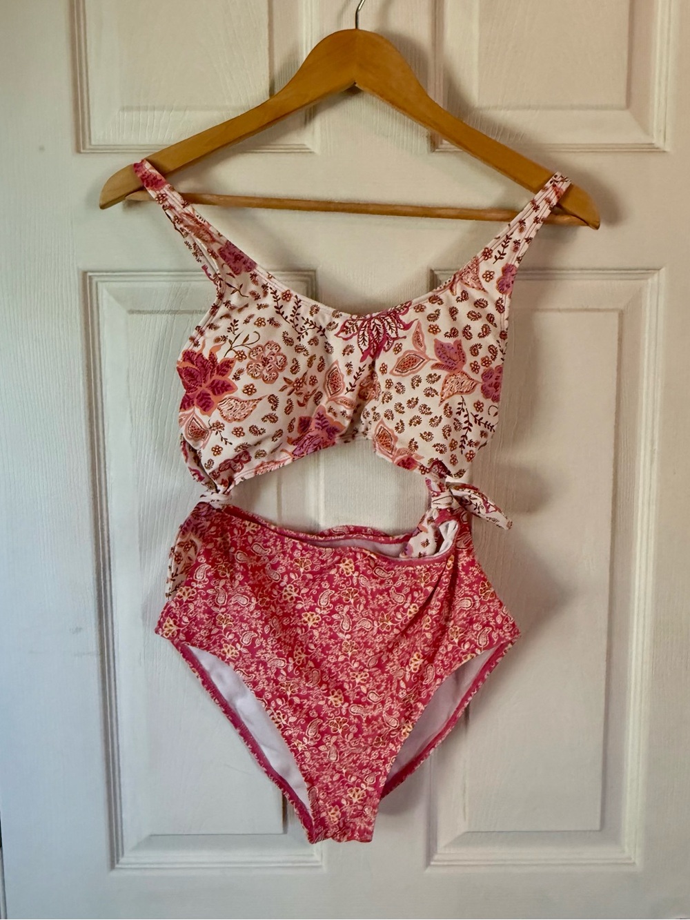 Pink Floral Cut-Out One Piece